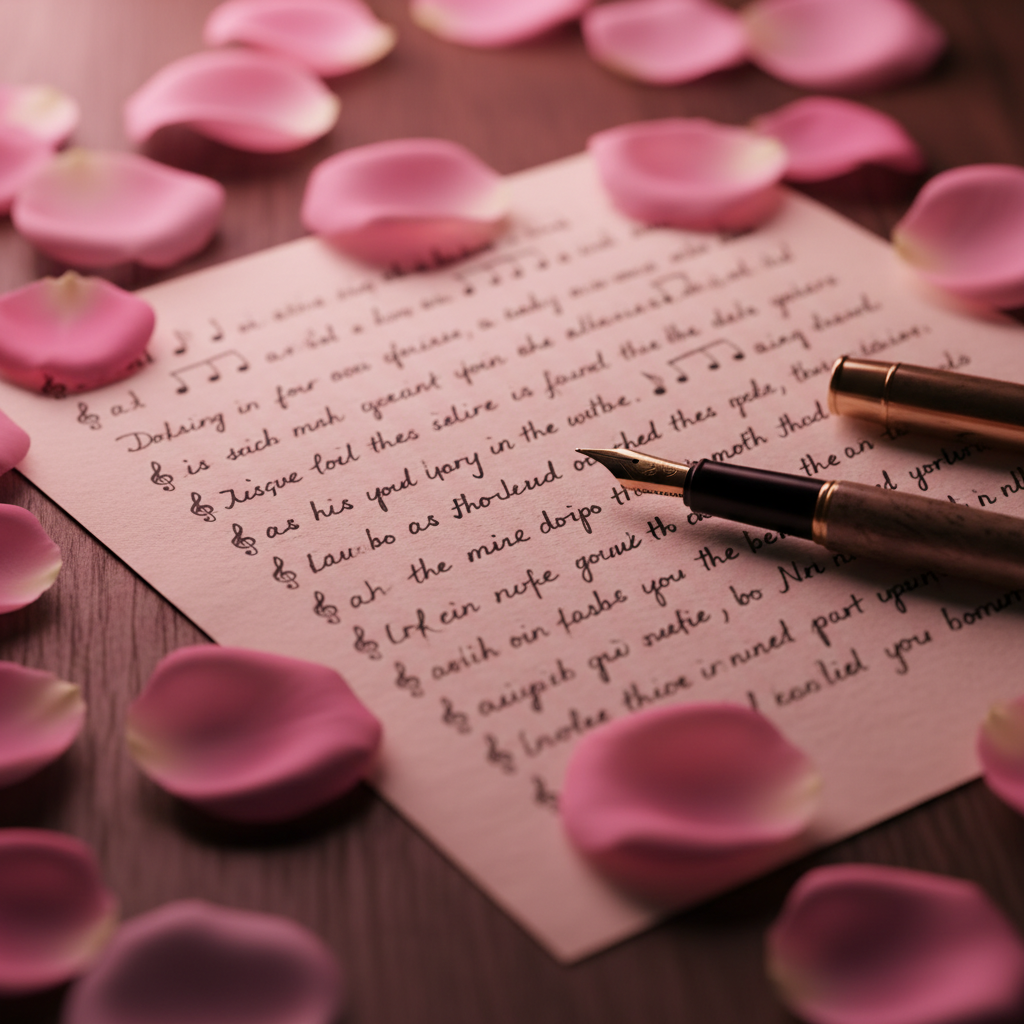 Handwritten lyrics close-up